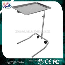 Flexible omni-directional wheels tattoo furniture tattoo tray, height adjustable stainless steel service tray, tattoo mayo tray